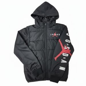 Jordan Boy’s Therma-FIT Puffer Jacket - Black/Red - Size Large (12-13)